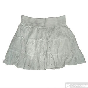 American Eagle Women's Boho, Girly, Festival Cottage Core, Eyelet Mini Skirt, L